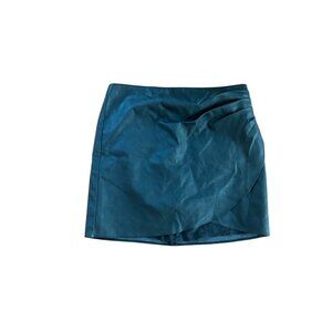 Abercrombie & Fitch Black Faux Leather Mini Skirt Womens Size L Short Zip Up